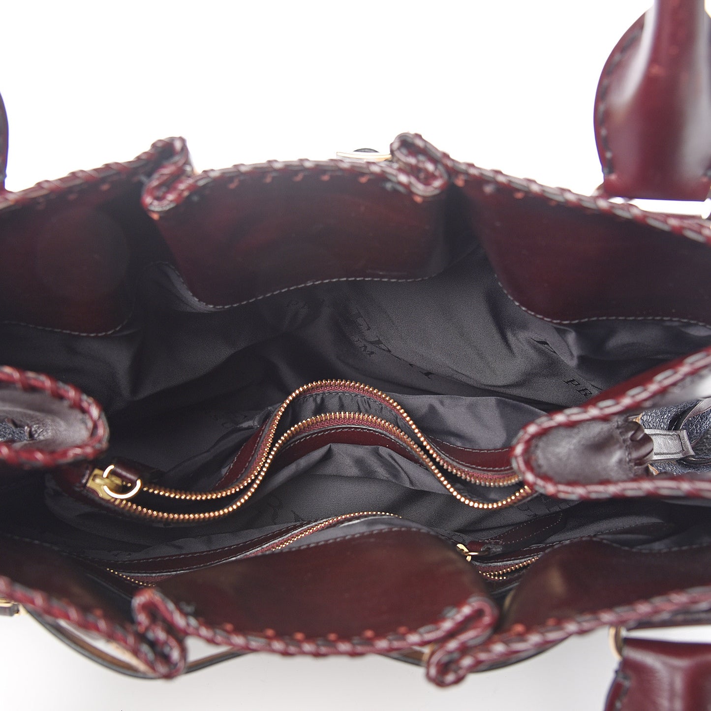 Raffia Whipstitch Bag Brown Black