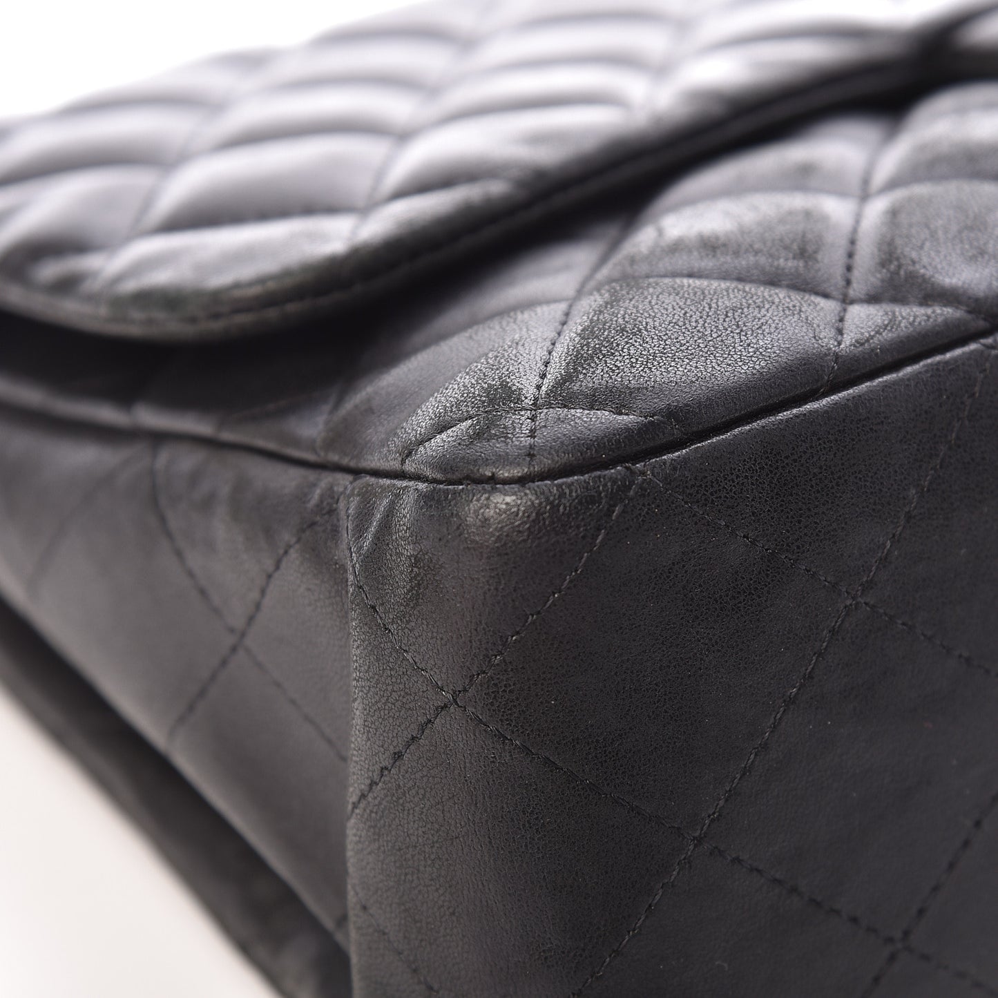 Lambskin Quilted Jumbo Single Flap Black