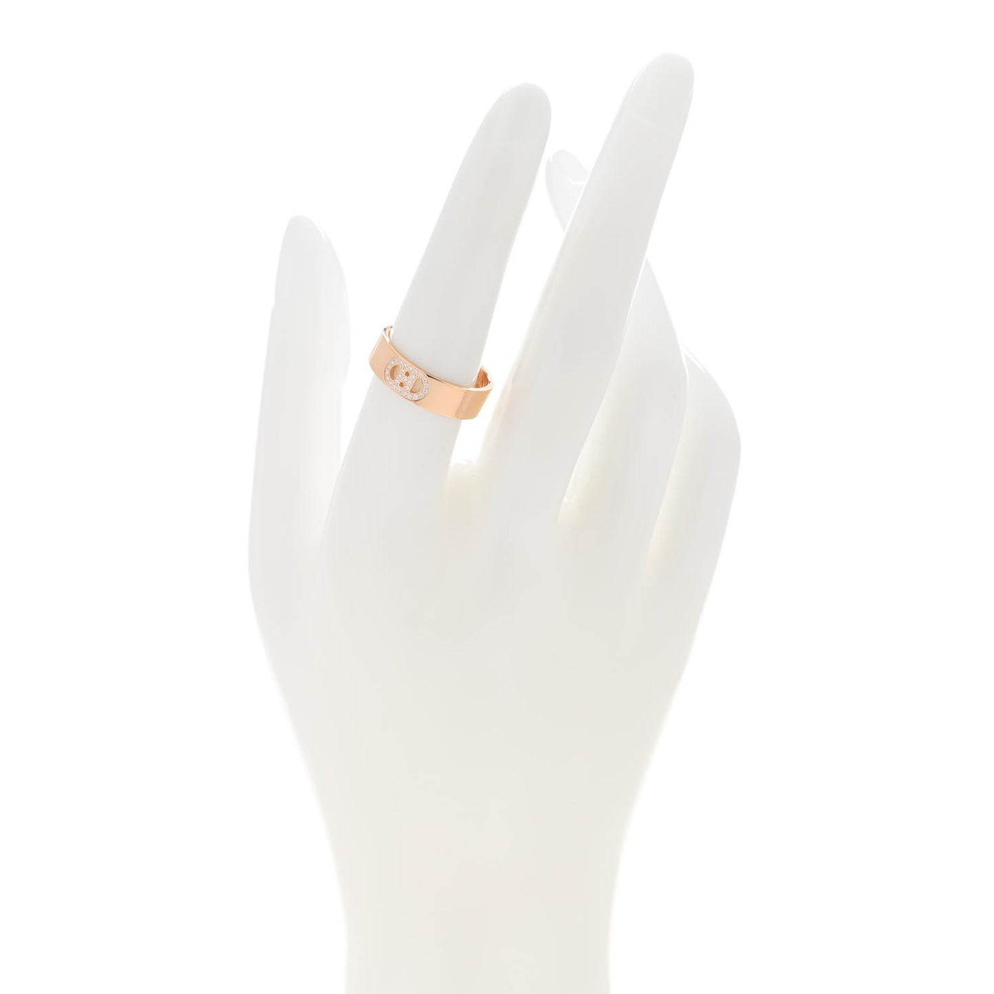 18K Rose Gold Diamond PM H D'Ancre Ring 55 7.25