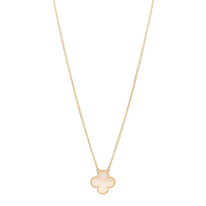 Van Cleef & Arpels 18K Yellow Gold Mother of Pearl Vintage Alhambra Pendant Necklace 1 of 6