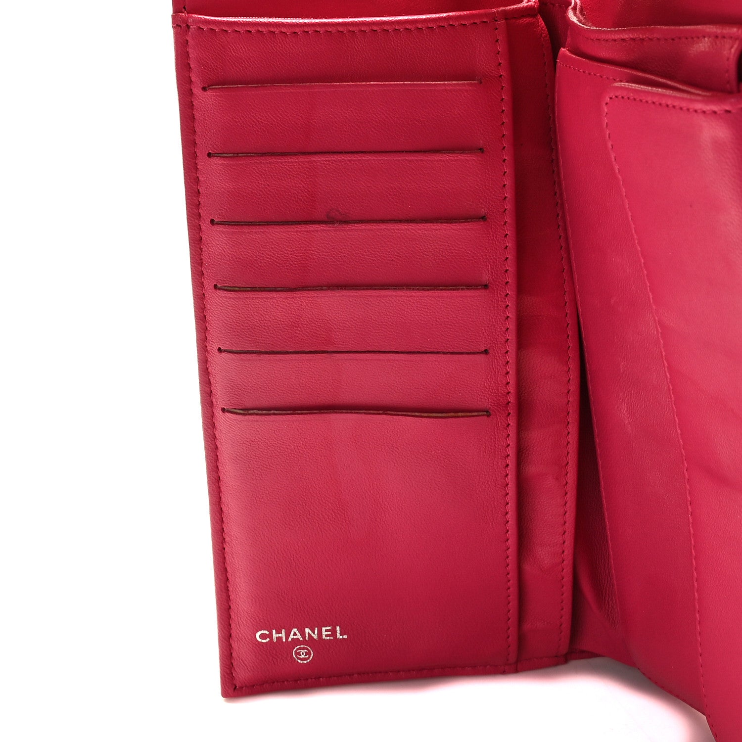 Chanel Lambskin Quilted Large Gusset Flap Wallet Fuchsia 7 of 14