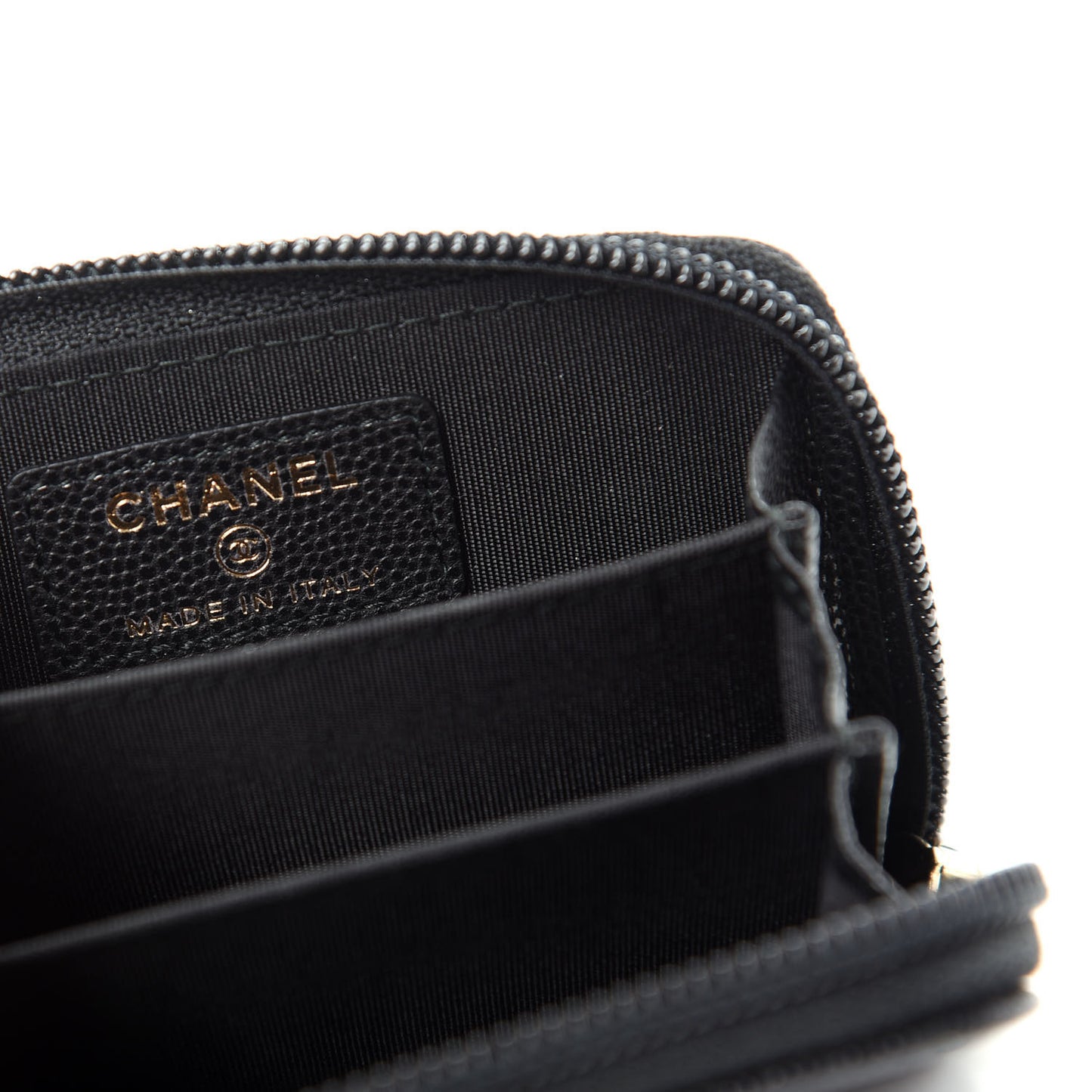 Caviar Quilted Boy Zip Around Coin Purse Wallet Black