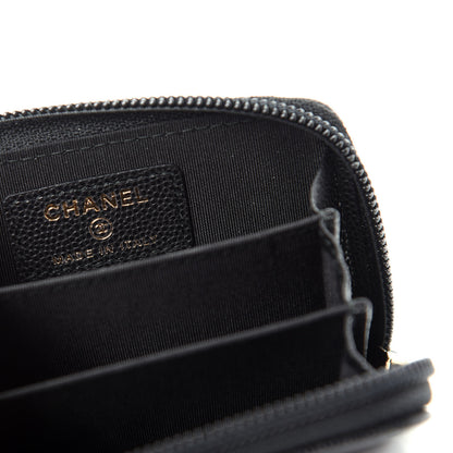 Chanel Caviar Quilted Boy Zip Around Coin Purse Wallet Black 6 of 8