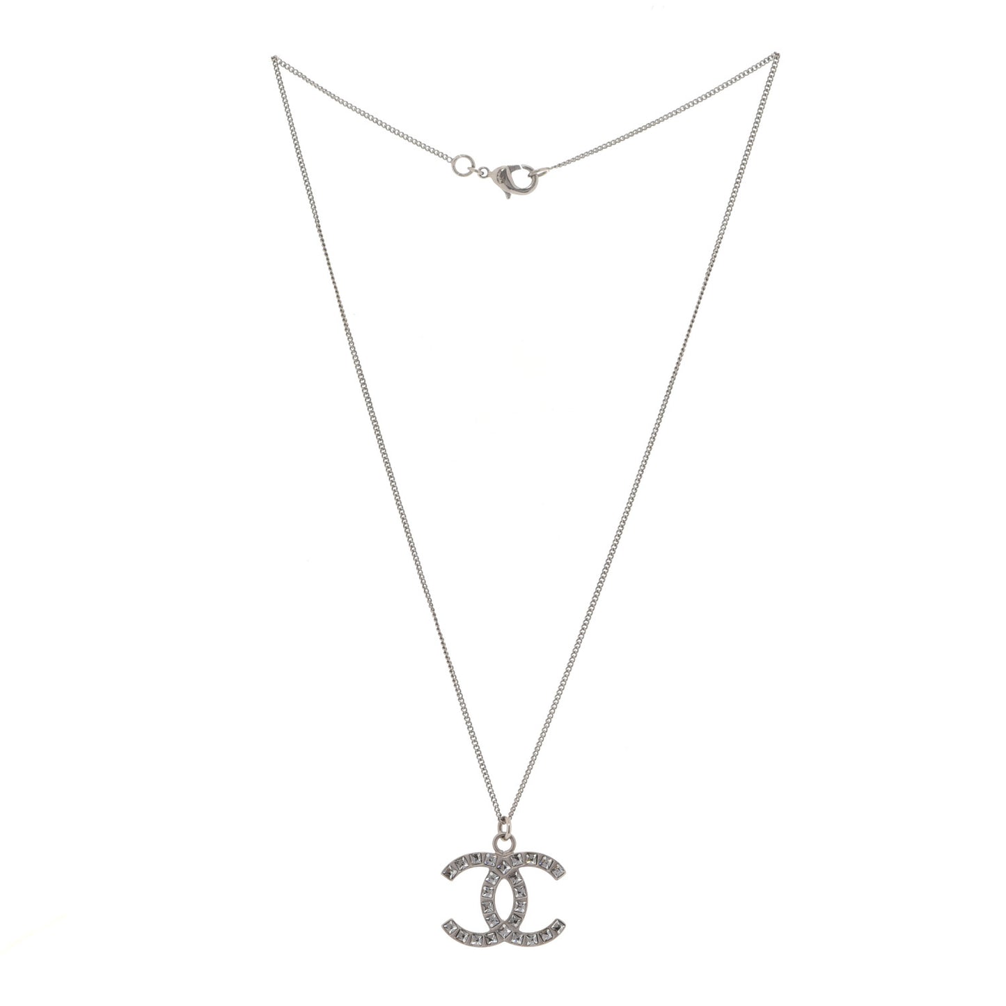 Crystal CC Pendant Necklace Silver