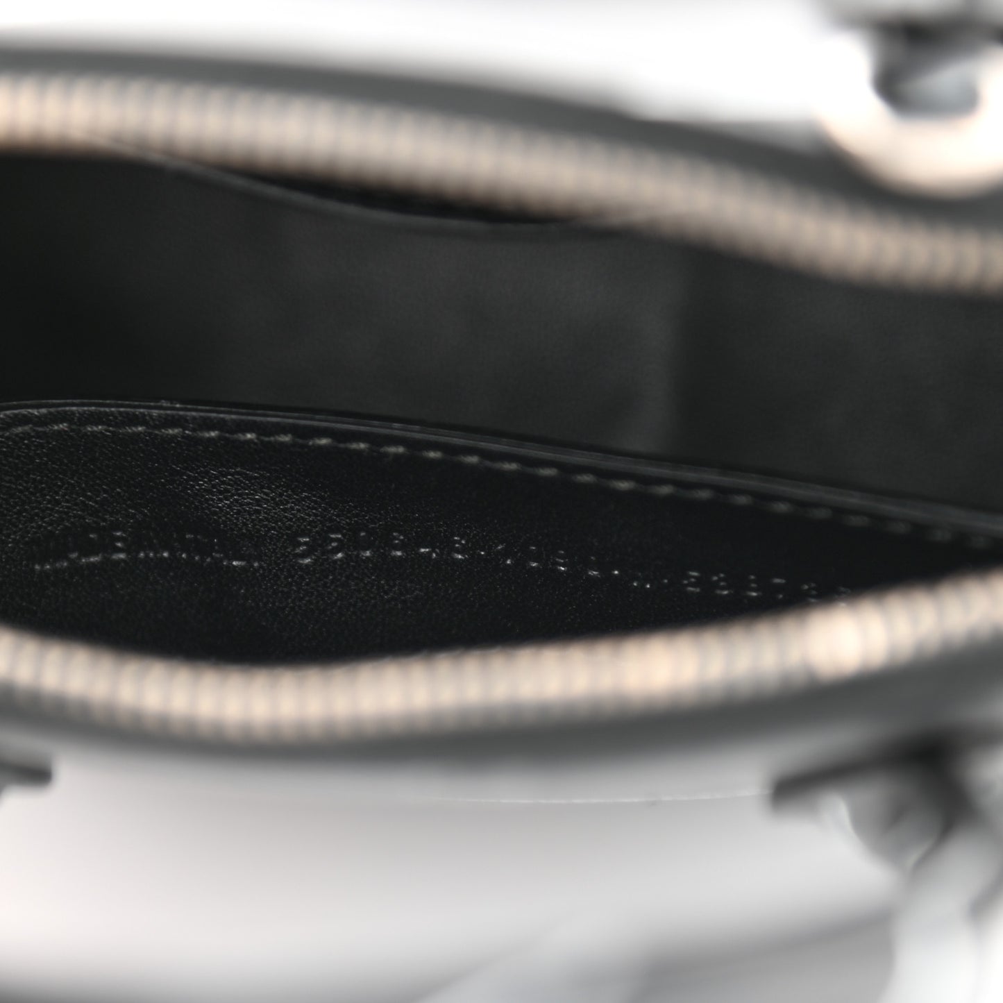 Calfskin Logo Print XXS Ville Top Handle Bag Black White