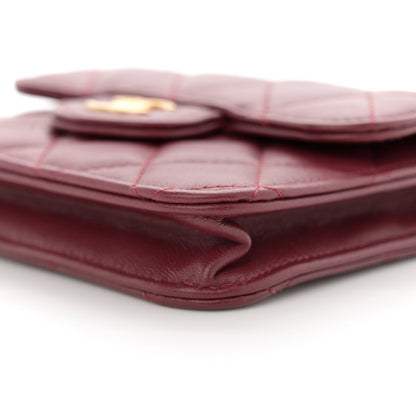 Chanel Lambskin Quilted Top Handle Flap Coin Purse With Chain Burgundy 10 of 10