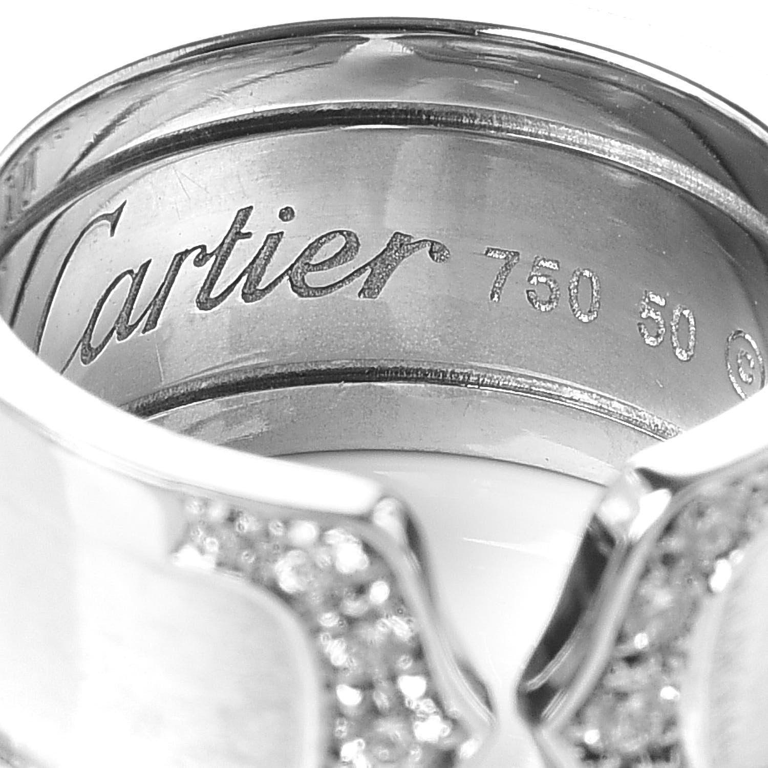 Cartier 18K White Gold Diamond 10mm Logo De Ring 50 5.25 4 of 5