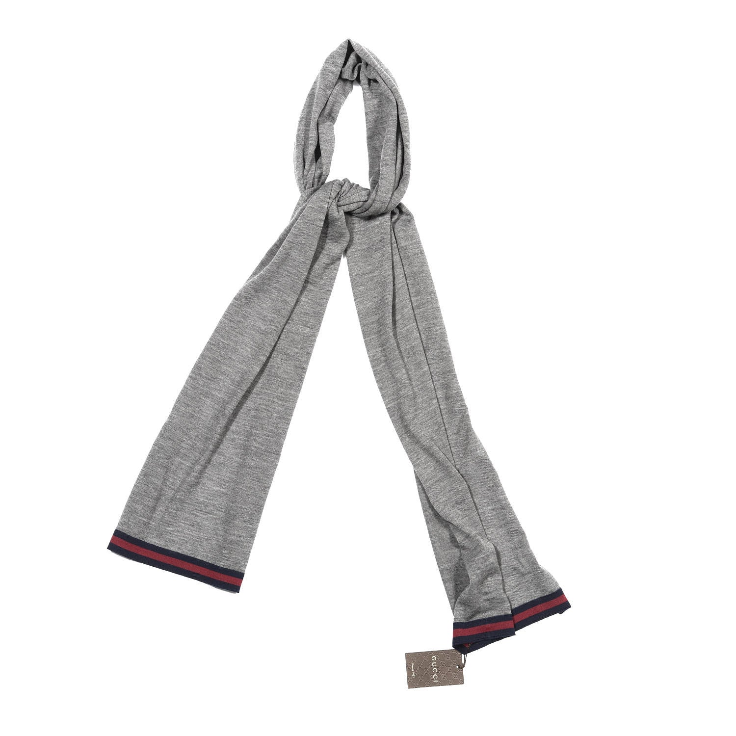 Gucci Wool Tricot Web Scarf Graphite 1 of 3
