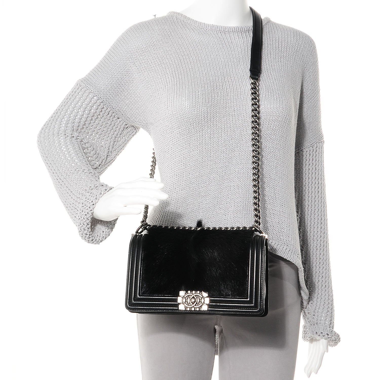 Chanel Goat Hair Medium Celtic Boy Flap Black 2 of 8