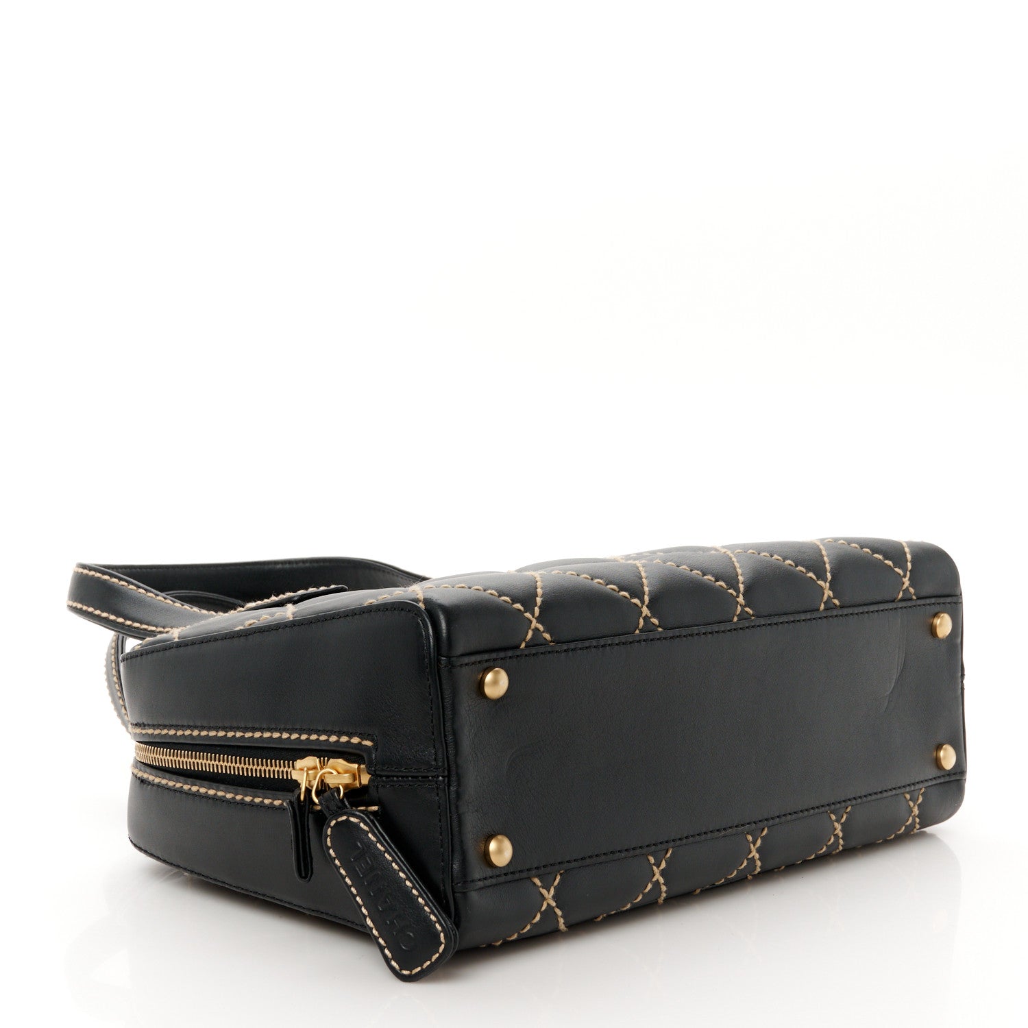 Chanel Calfskin Wild Stitch Top Handle Bag Black 5 of 12