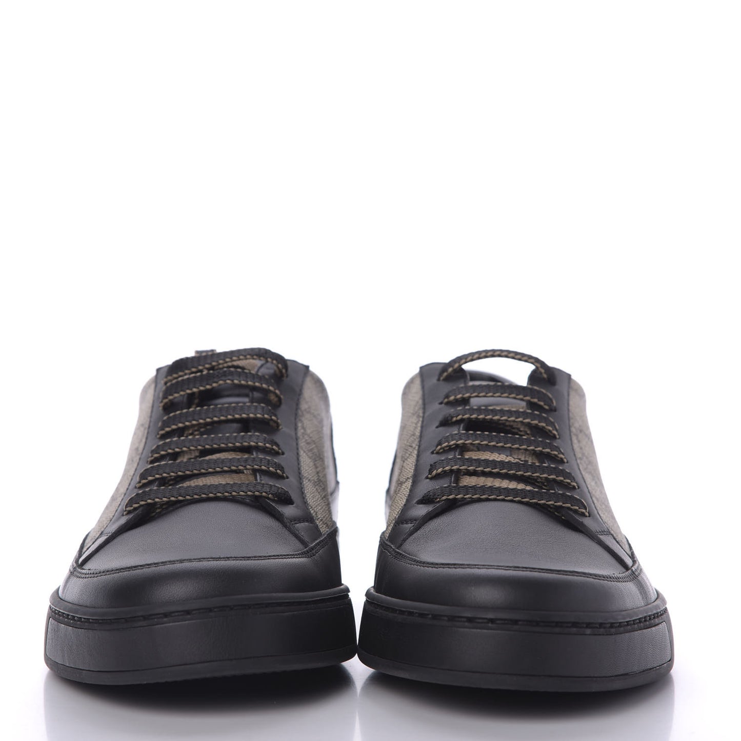 GG Supreme Monogram Mens Low Top Sneakers 8 Black Beige Ebony