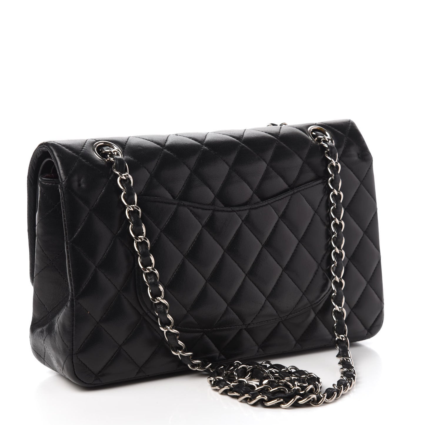 Lambskin Quilted Medium Double Flap Black