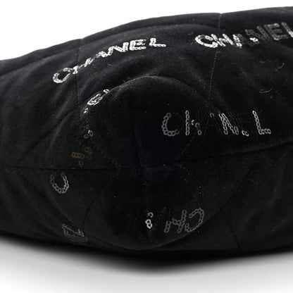 Chanel Velvet Sequin Quilted Small Chanel 22 Black 10 of 12