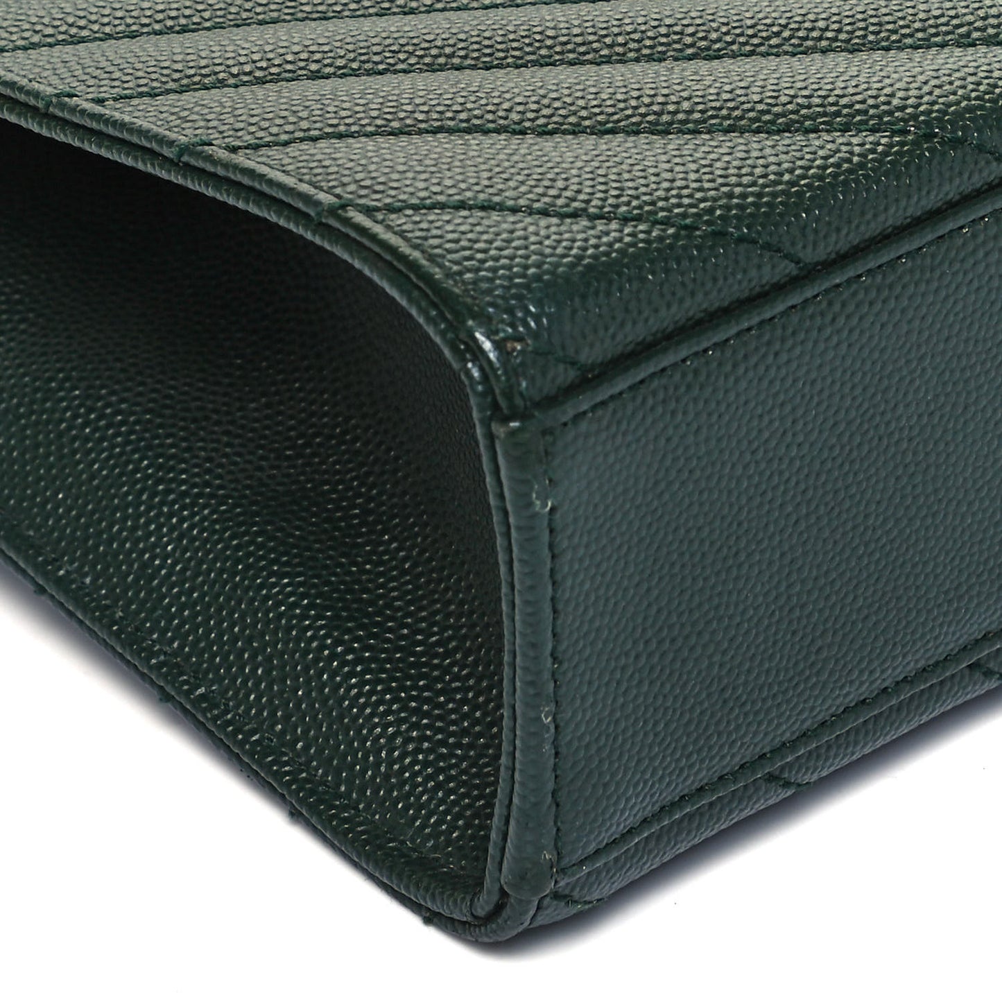Grain De Poudre Matelasse Chevron Large Monogram Satchel Dark Green