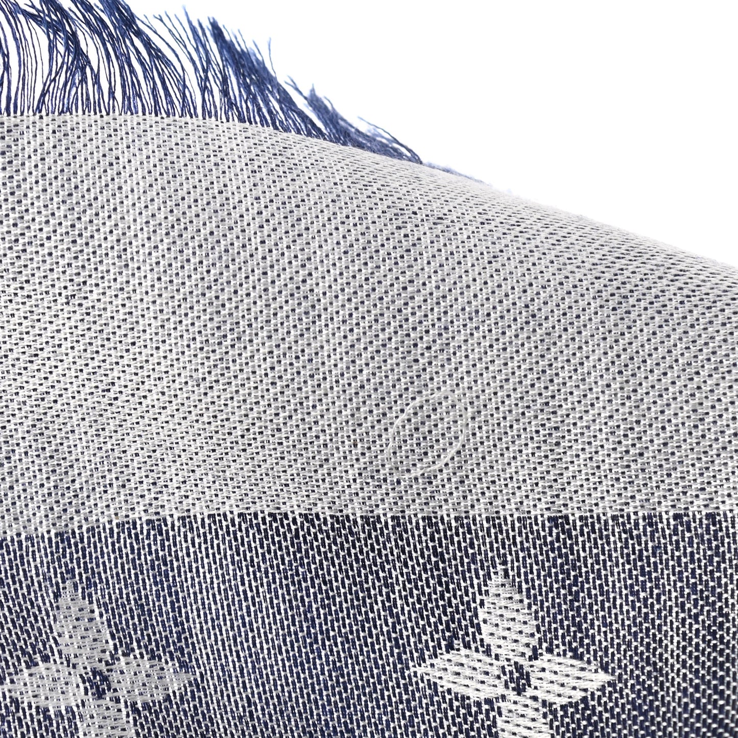 Silk Wool Monogram Denim Shawl Blue