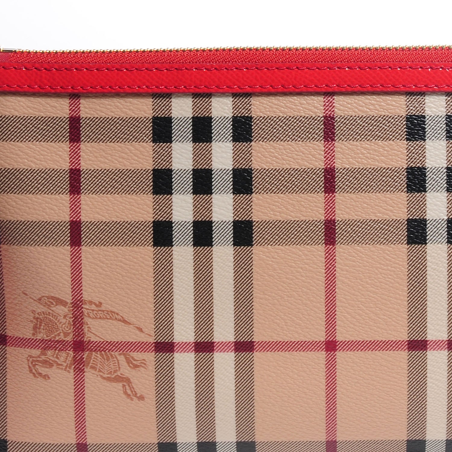 Burberry Haymarket Check Small Peyton Crossbody Clutch Bag Coral Red 11 of 14