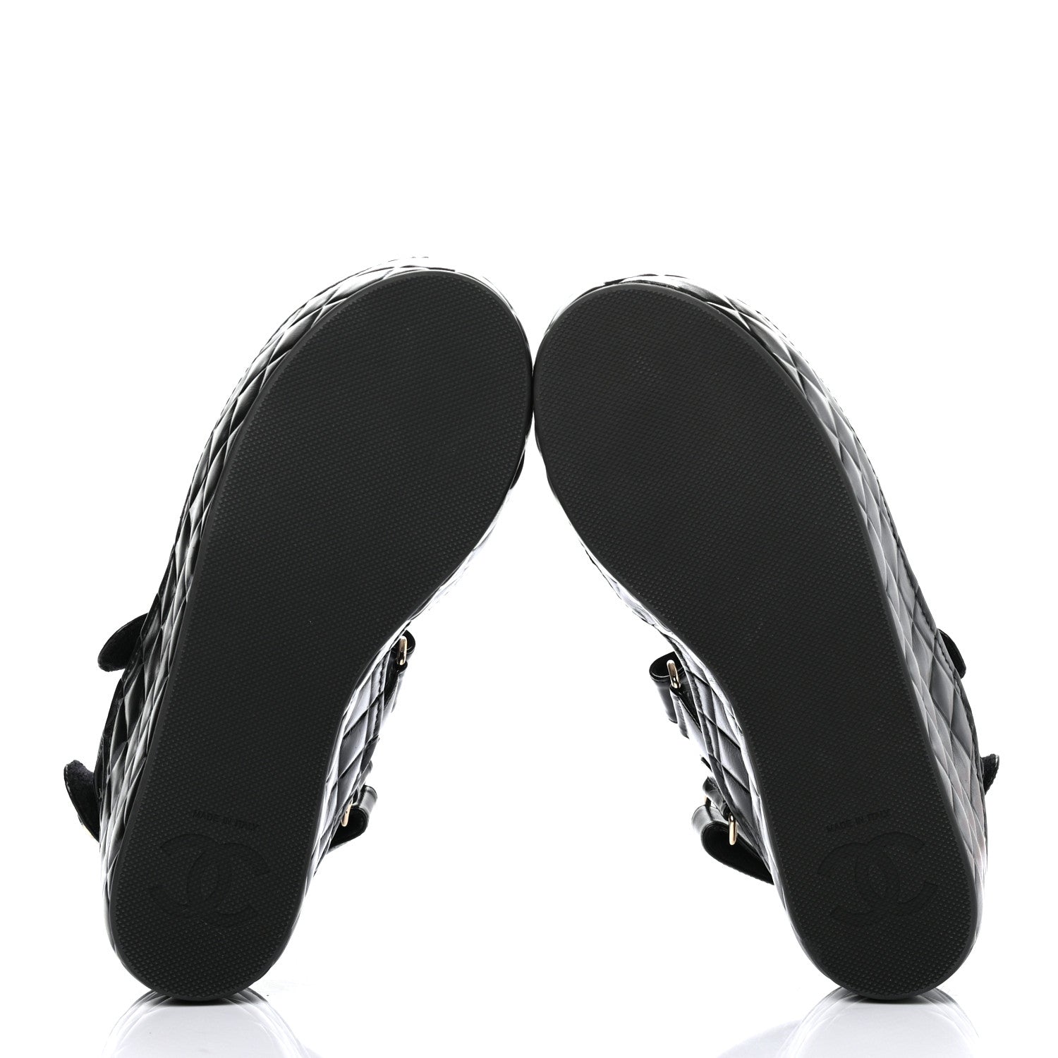 Chanel Shiny Calfskin Logo Platform Sandals 37 Black 5 of 8