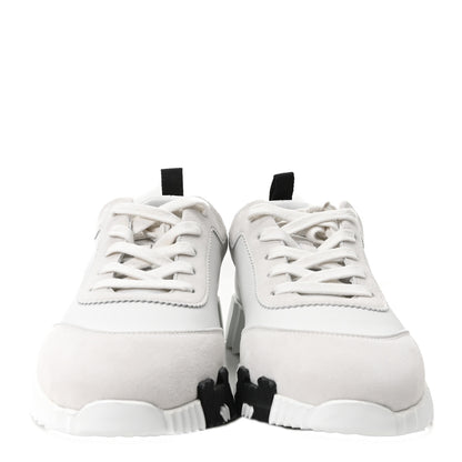 Hermes Sport Goatskin Suede Goatskin Bouncing Sneakers 38.5 White Black 3 of 10