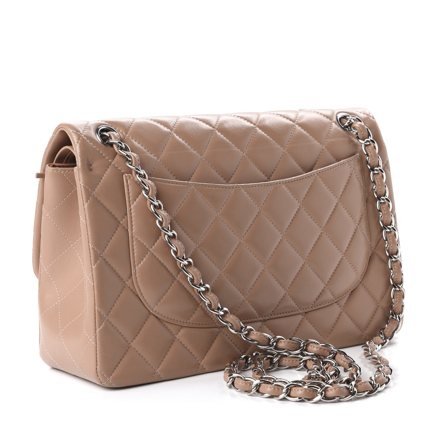 Chanel Lambskin Quilted Jumbo Double Flap Dark Beige 3 of 14