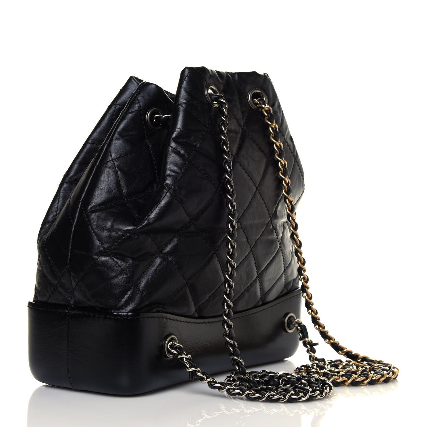 Aged Calfskin Quilted Small Gabrielle Backpack Black