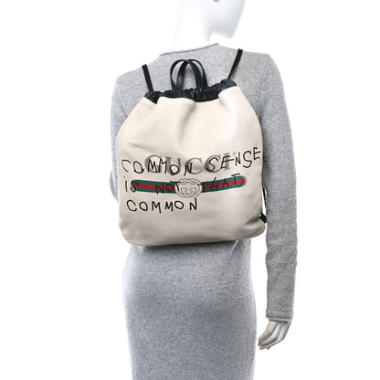 Gucci Calfskin Coco Capitan Logo Drawstring Backpack Mystic White 2 of 10