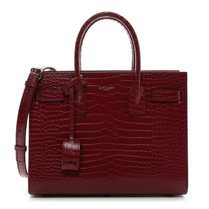 Saint Laurent Calfskin Crocodile Embossed Baby Sac De Jour Red 1 of 10