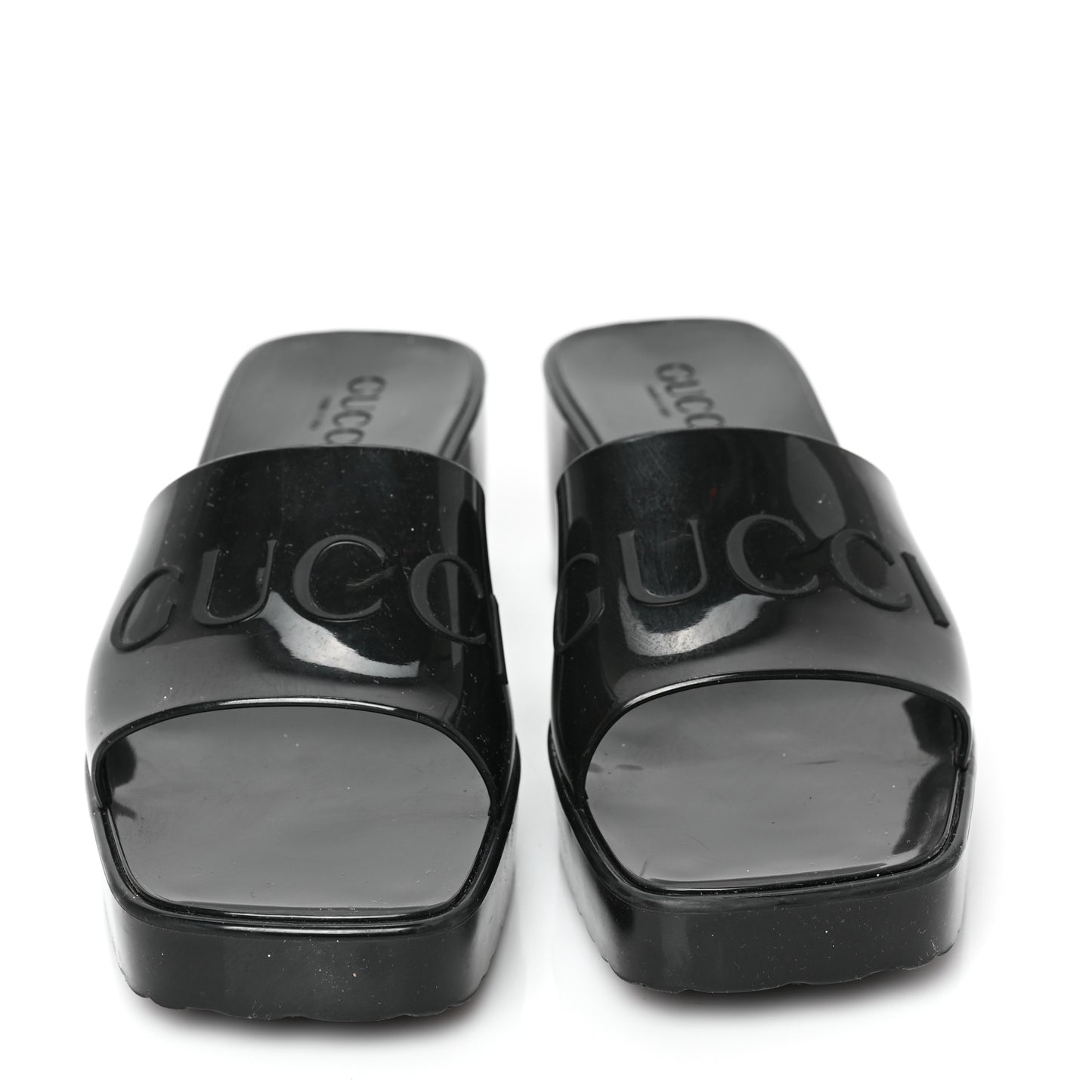 Rubber Gucci Logo Womens Platform 20/60mm Slide Sandals 38 Black