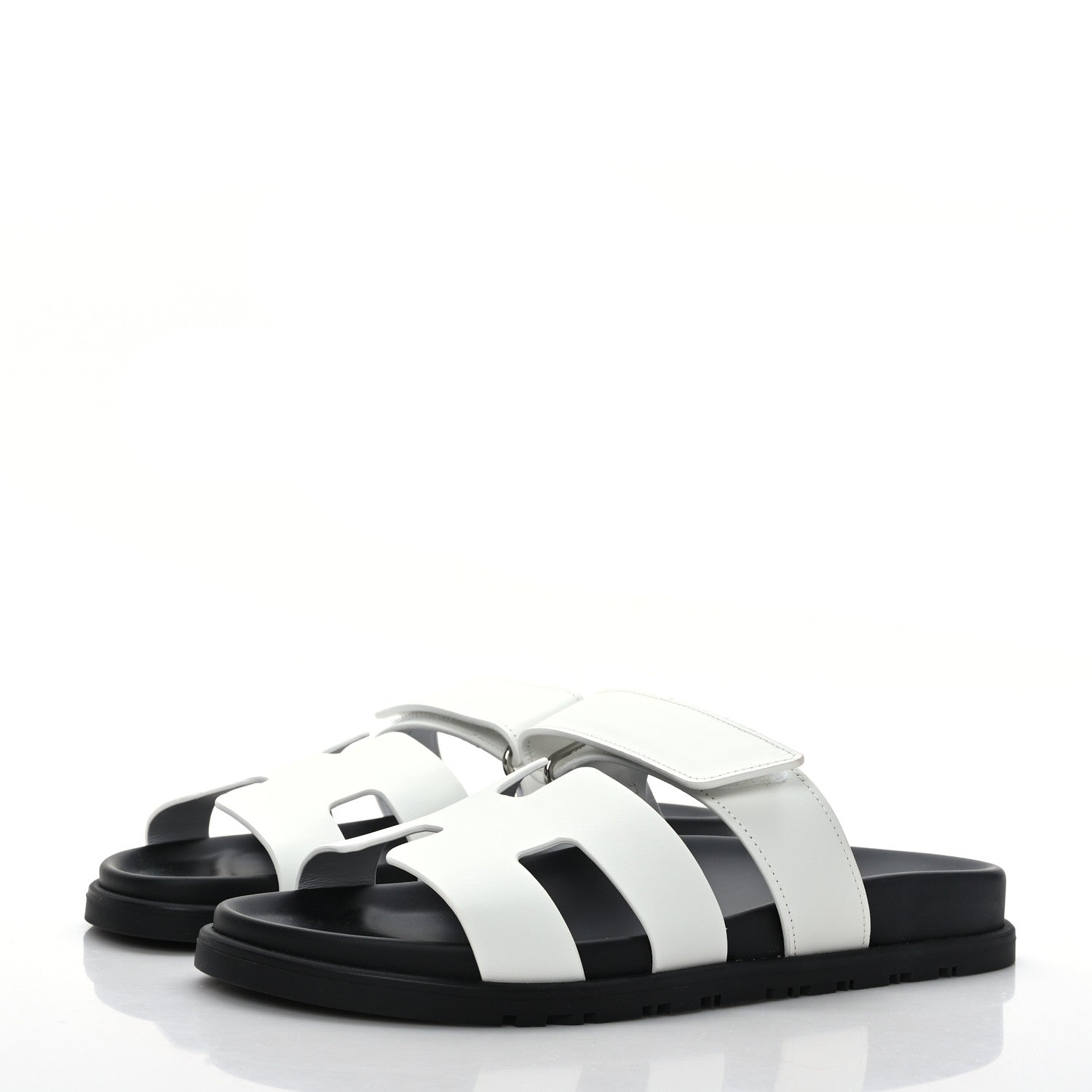 Hermes Calfskin Womens Chypre Sandals 37 White 3 of 9