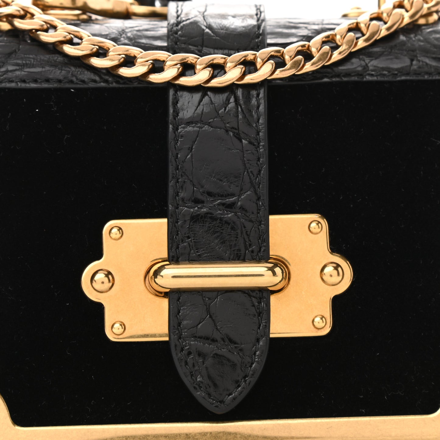 Velluto Crocodile Micro Cahier Bag Black