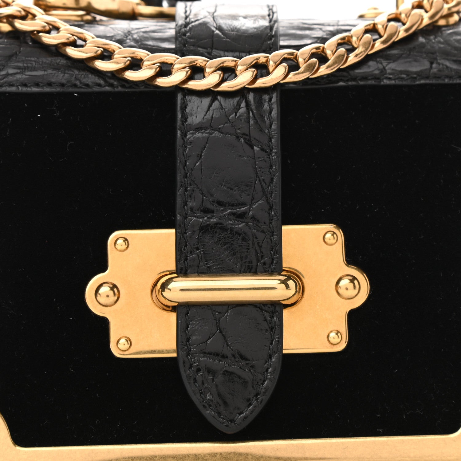 Prada Velluto Crocodile Micro Cahier Bag Black 8 of 12