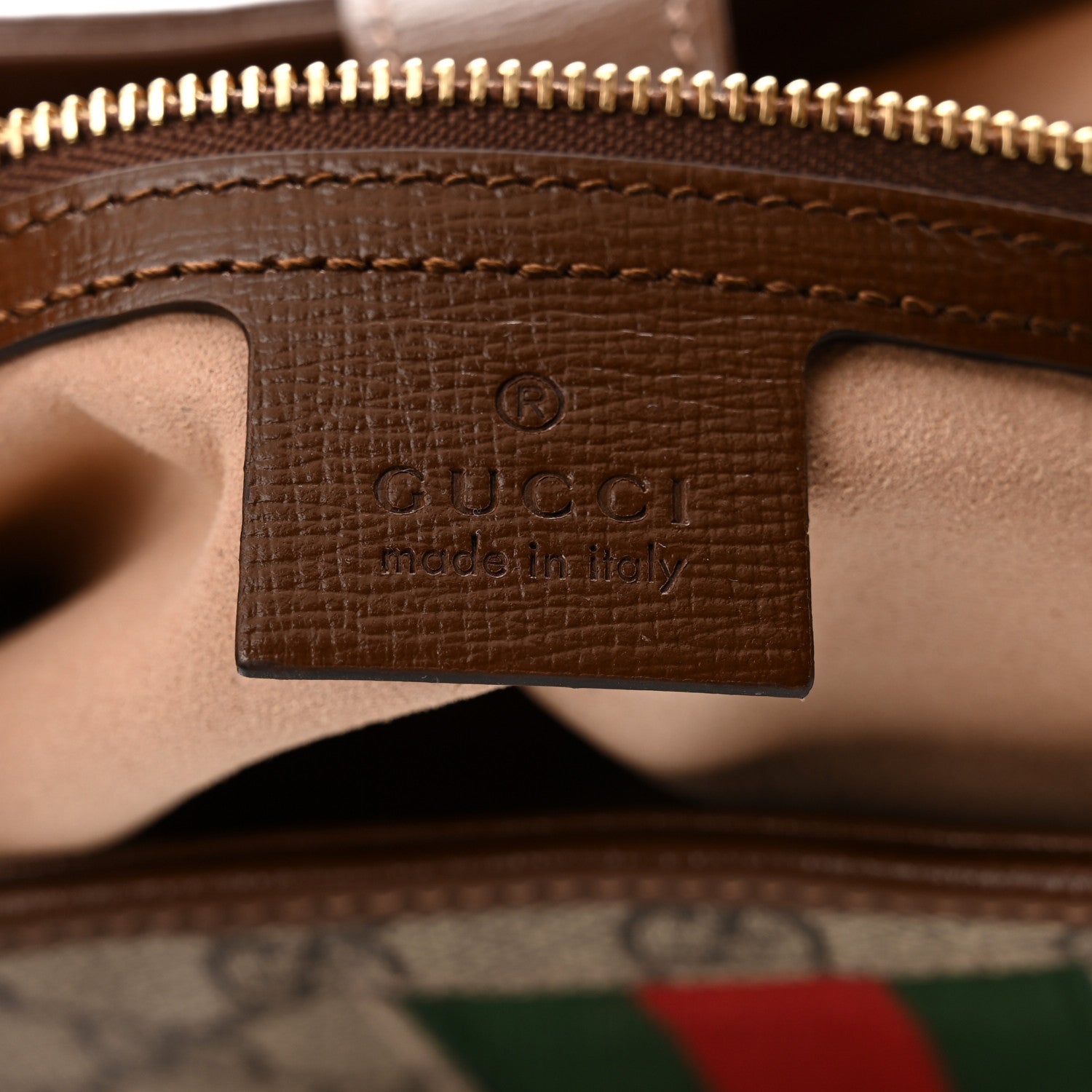 Gucci GG Supreme Monogram Azalea Calfskin Web Small Jackie 1961 Hobo Beige Ebony Brown Sugar 6 of 10