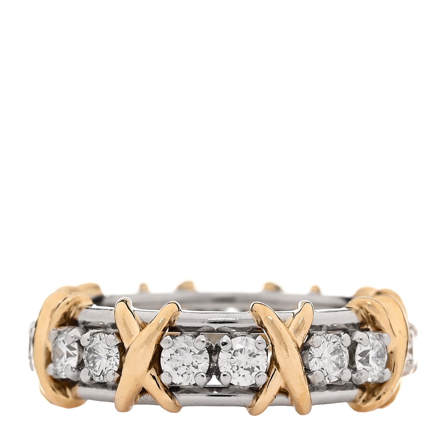 Platinum 18K Yellow Gold Diamond Schlumberger Sixteen Stone Ring 52 6