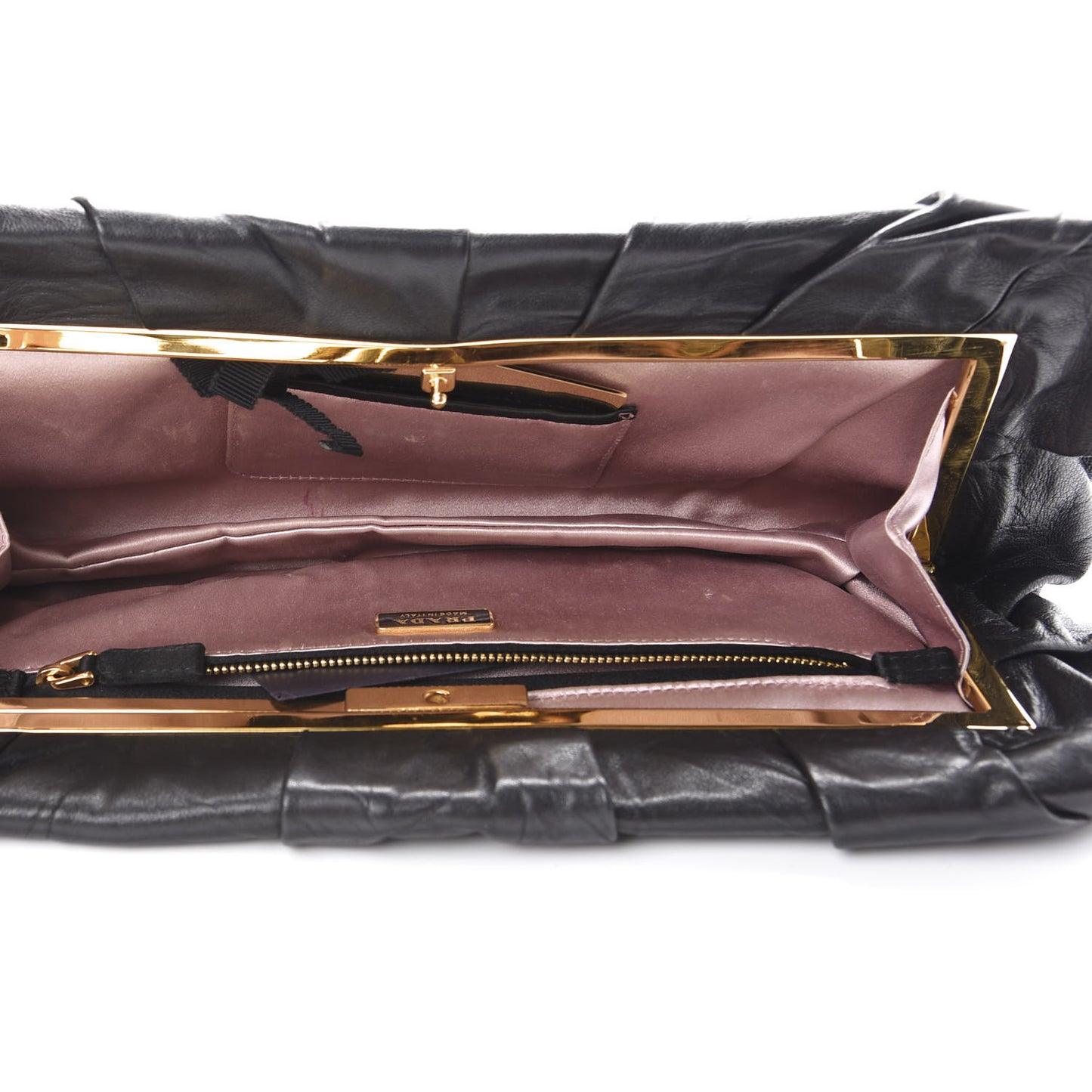 Nappa Gold Pleated Clutch Black