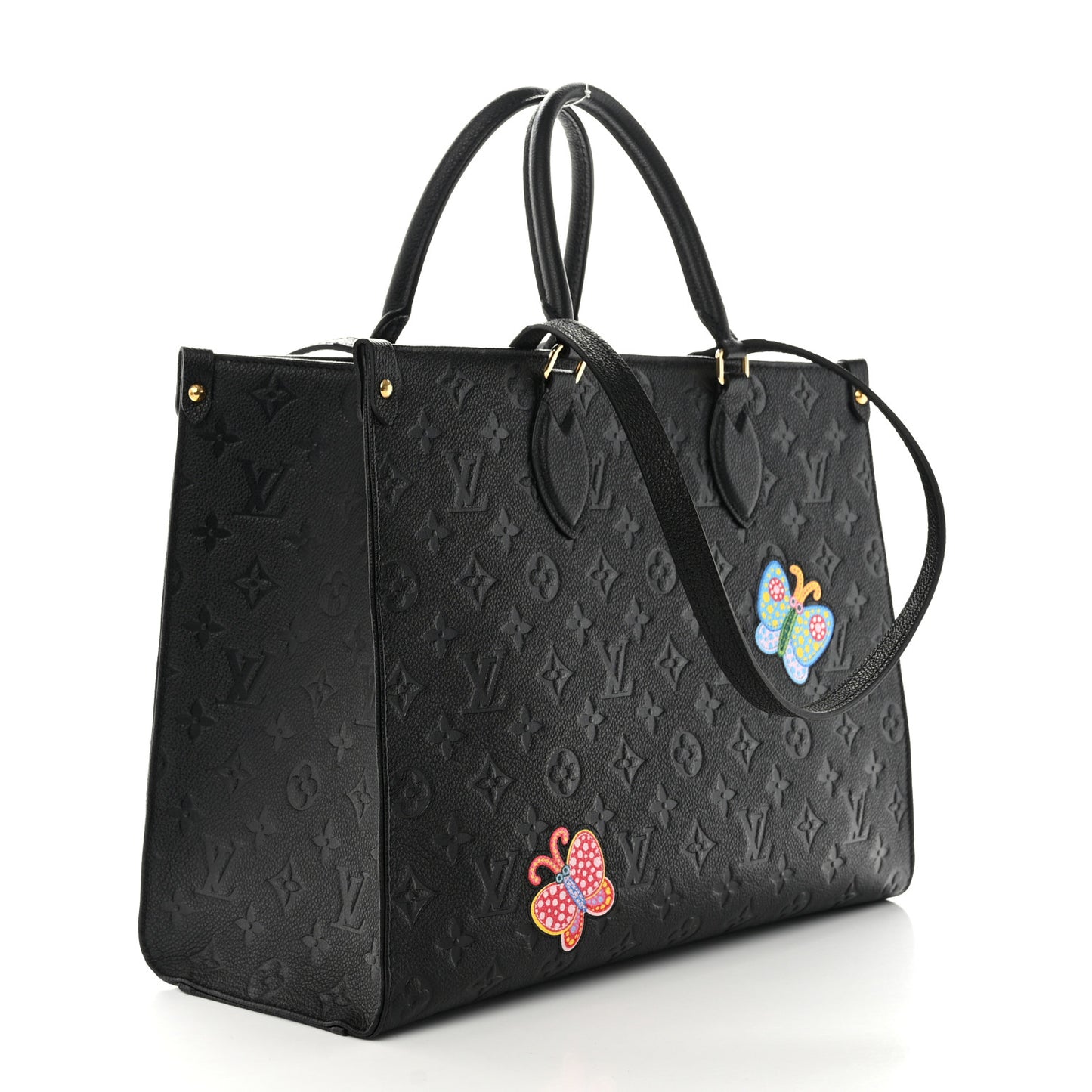 LV X YK Empreinte Inlaid Kusama Flowers Onthego MM Black