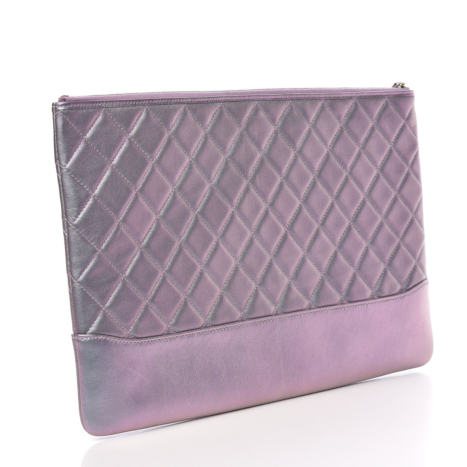 Chanel Iridescent Lambskin Quilted Large Gabrielle Cosmetic Case Light Purple 3 of 10