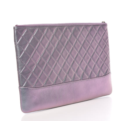 Chanel Iridescent Lambskin Quilted Large Gabrielle Cosmetic Case Light Purple 3 of 10