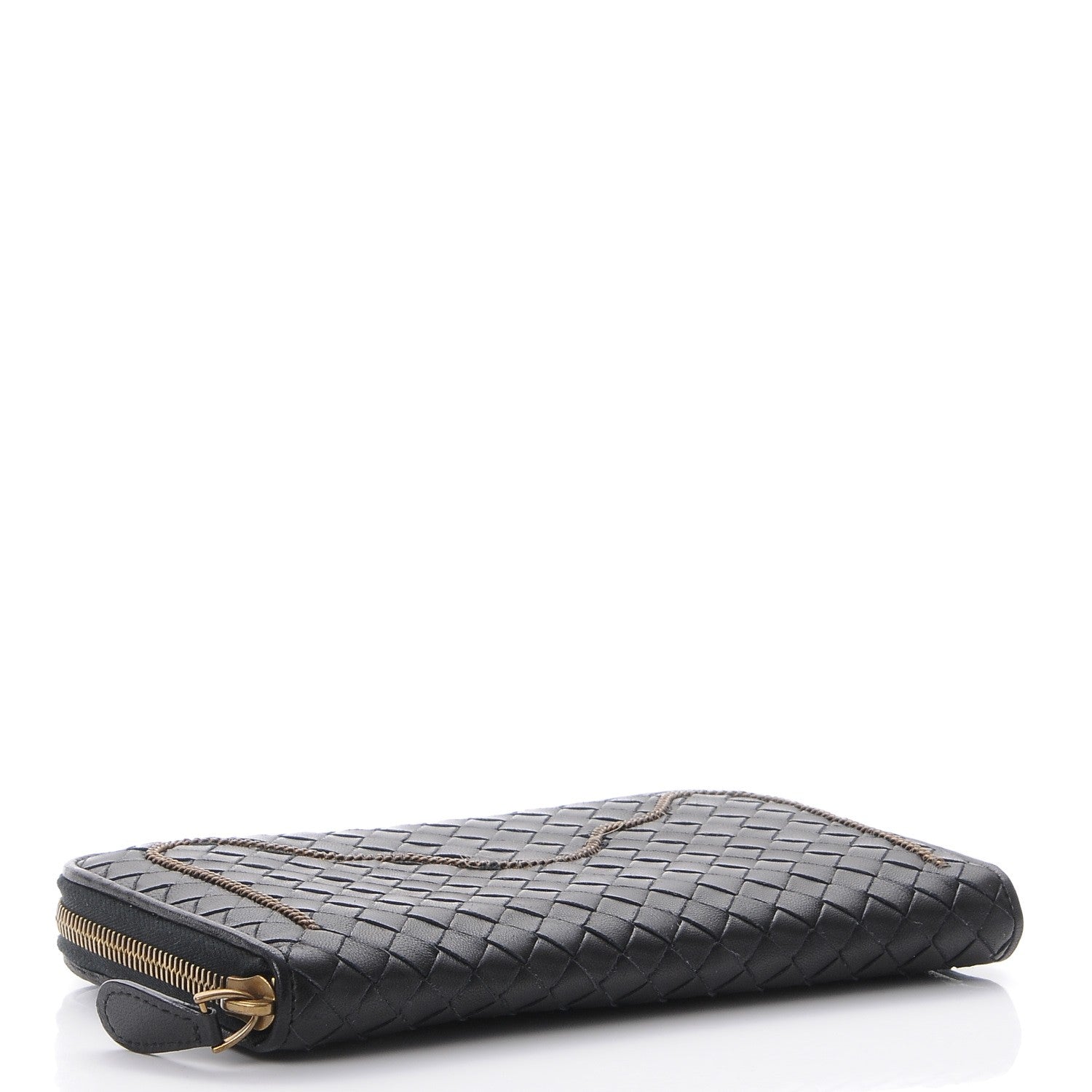 Bottega Veneta Nappa Intrecciato Zip Around Chain Wallet Nero Black 4 of 10