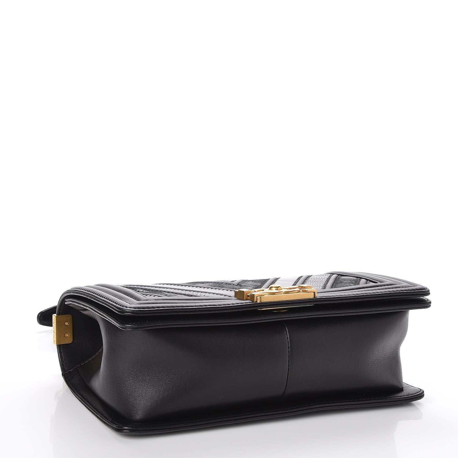 Chanel Caviar Suede Calfskin Chevron Medium Boy Flap Black 4 of 8