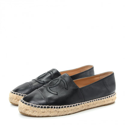 Chanel Lambskin CC Espadrilles 38 Black 3 of 10