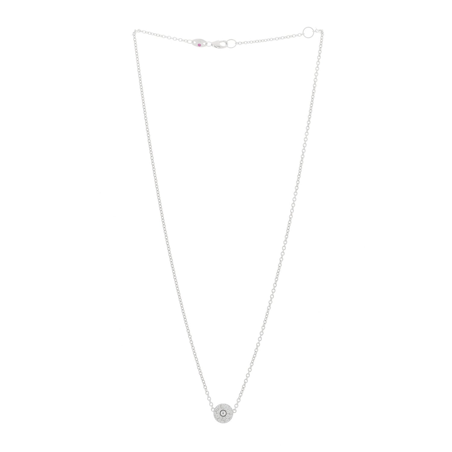 Roberto Coin 18K White Gold Diamond Pois Mois Circle Pendant Necklace 2 of 4