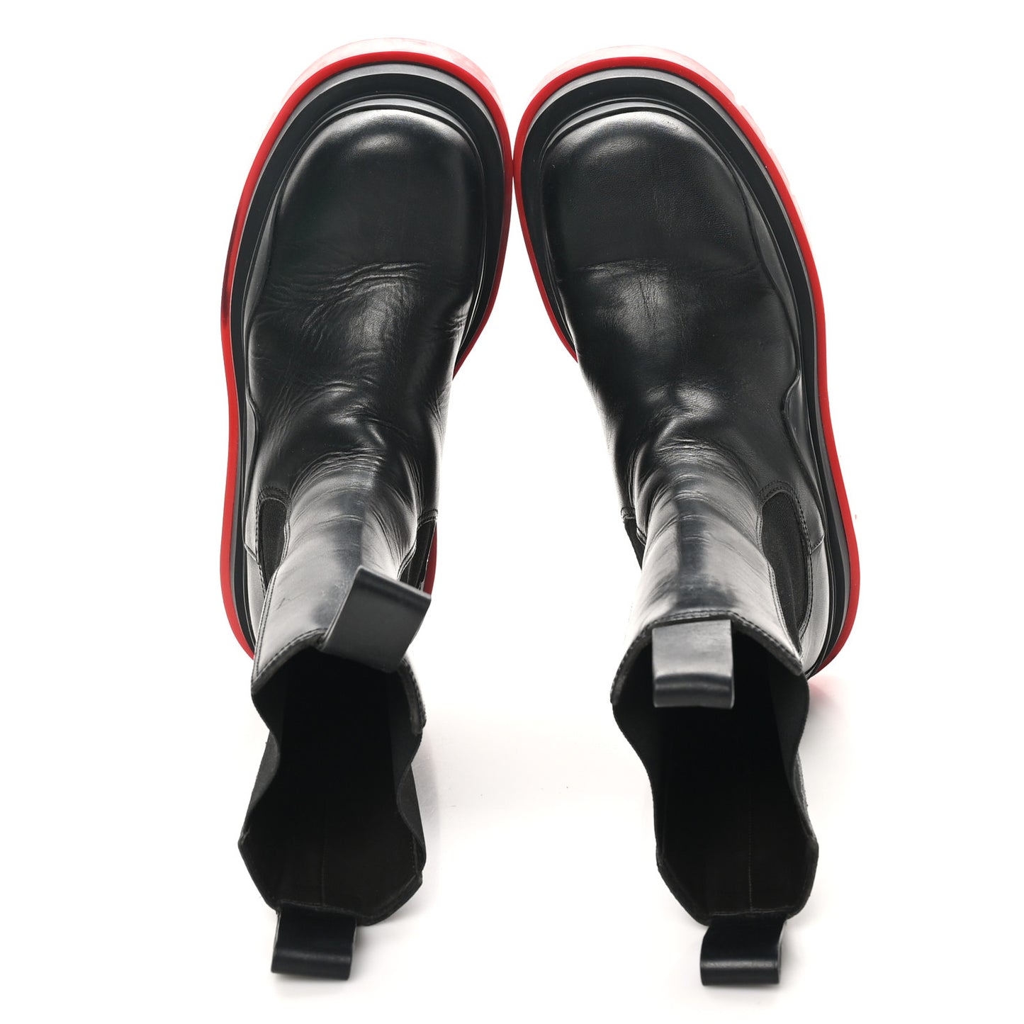 Calfskin The Tire Chelsea Boots 37 Black Bright Red