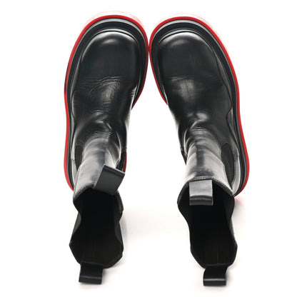 Bottega Veneta Calfskin The Tire Chelsea Boots 37 Black Bright Red 2 of 8