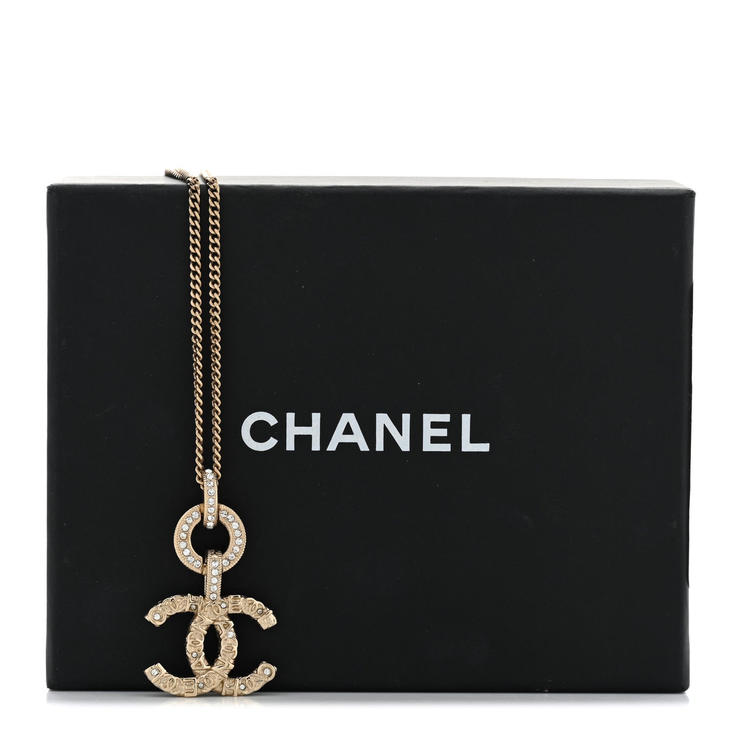 Crystal CC Logo Pendant Necklace Gold
