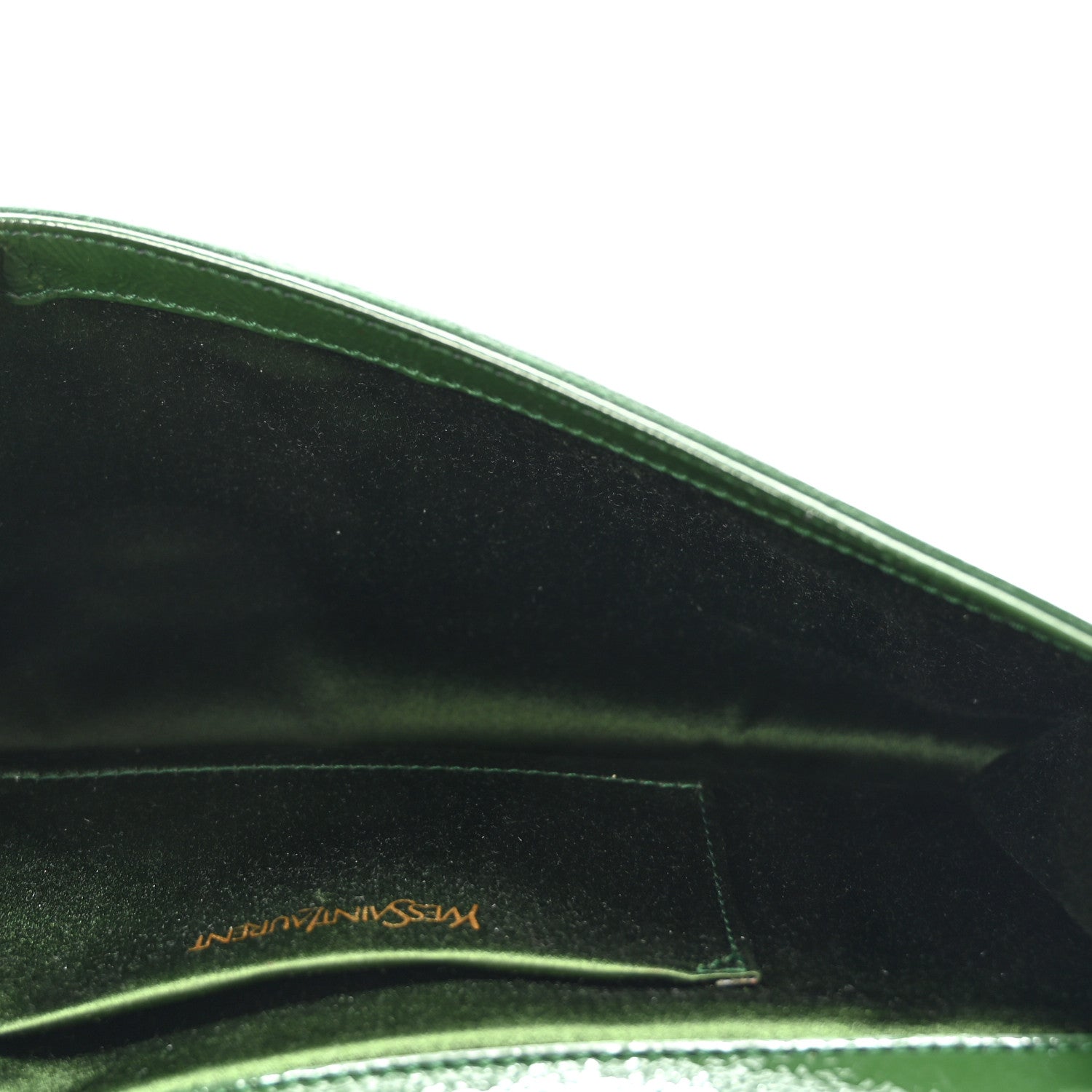 Saint Laurent Distressed Patent Small Belle De Jour Clutch Tartan Green 5 of 8