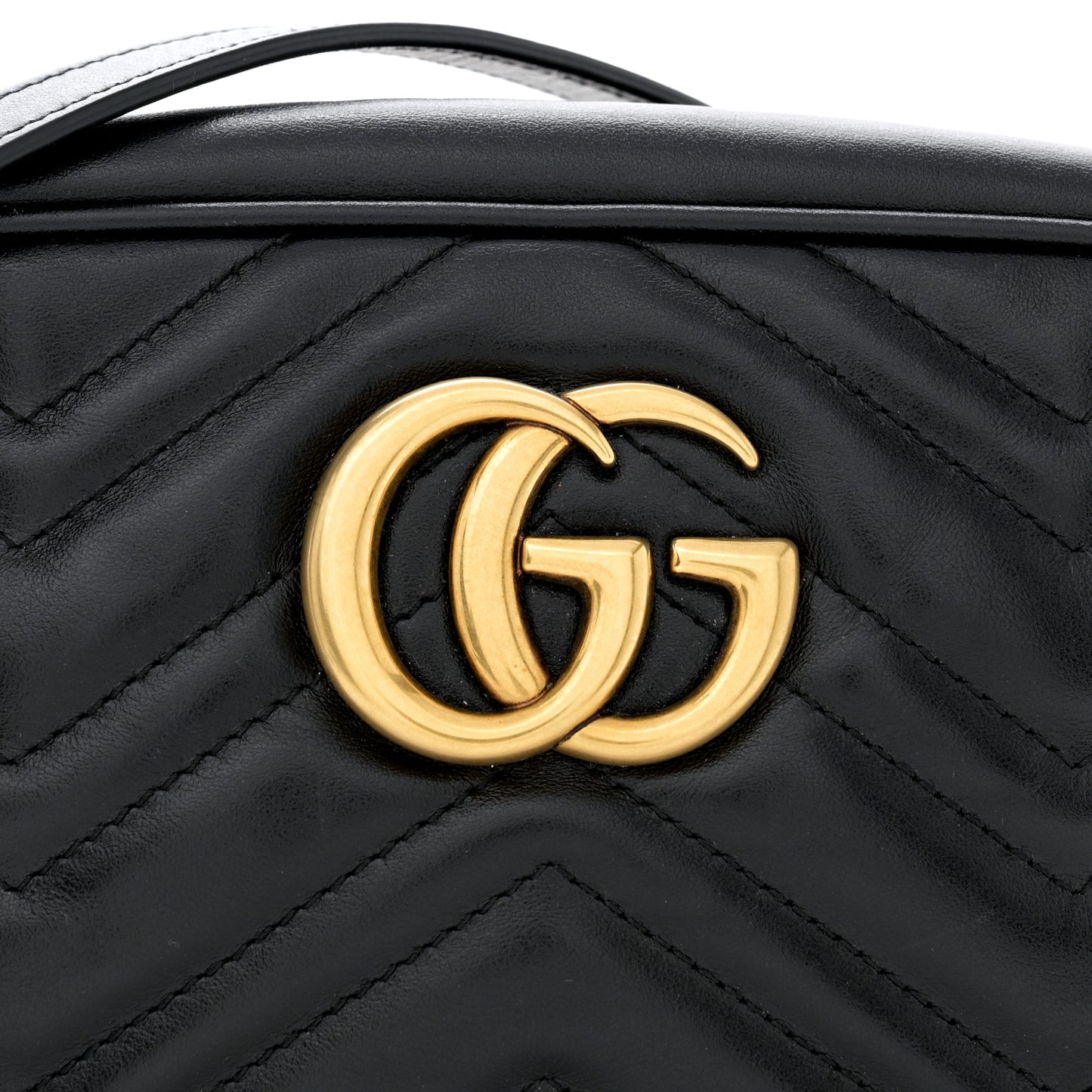 Calfskin Matelasse Small GG Marmont Chain Shoulder Bag Black
