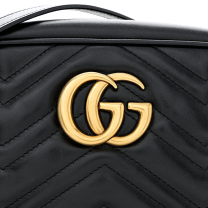 Gucci Calfskin Matelasse Small GG Marmont Chain Shoulder Bag Black 9 of 12