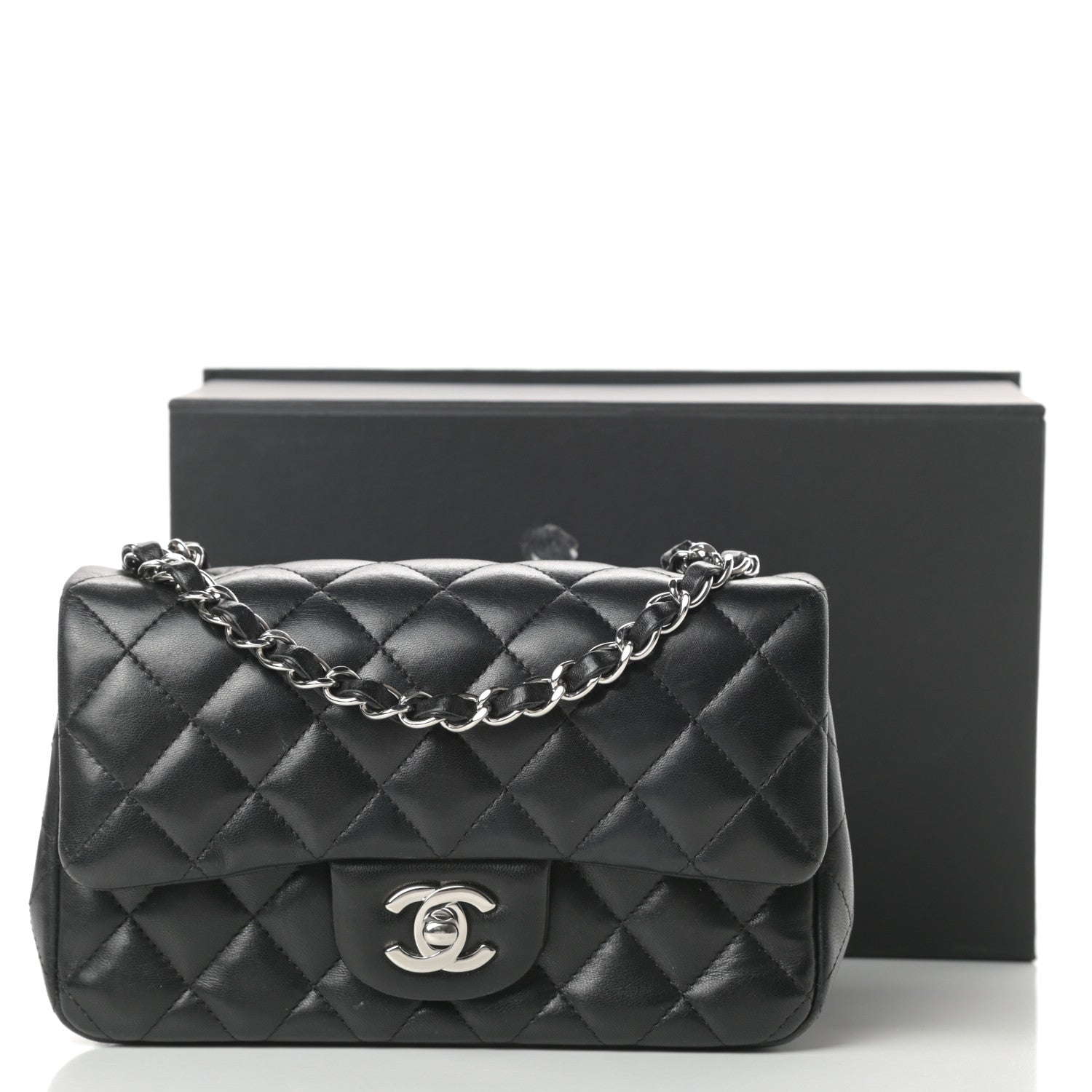 Chanel Lambskin Quilted Mini Rectangular Flap Black 14 of 14