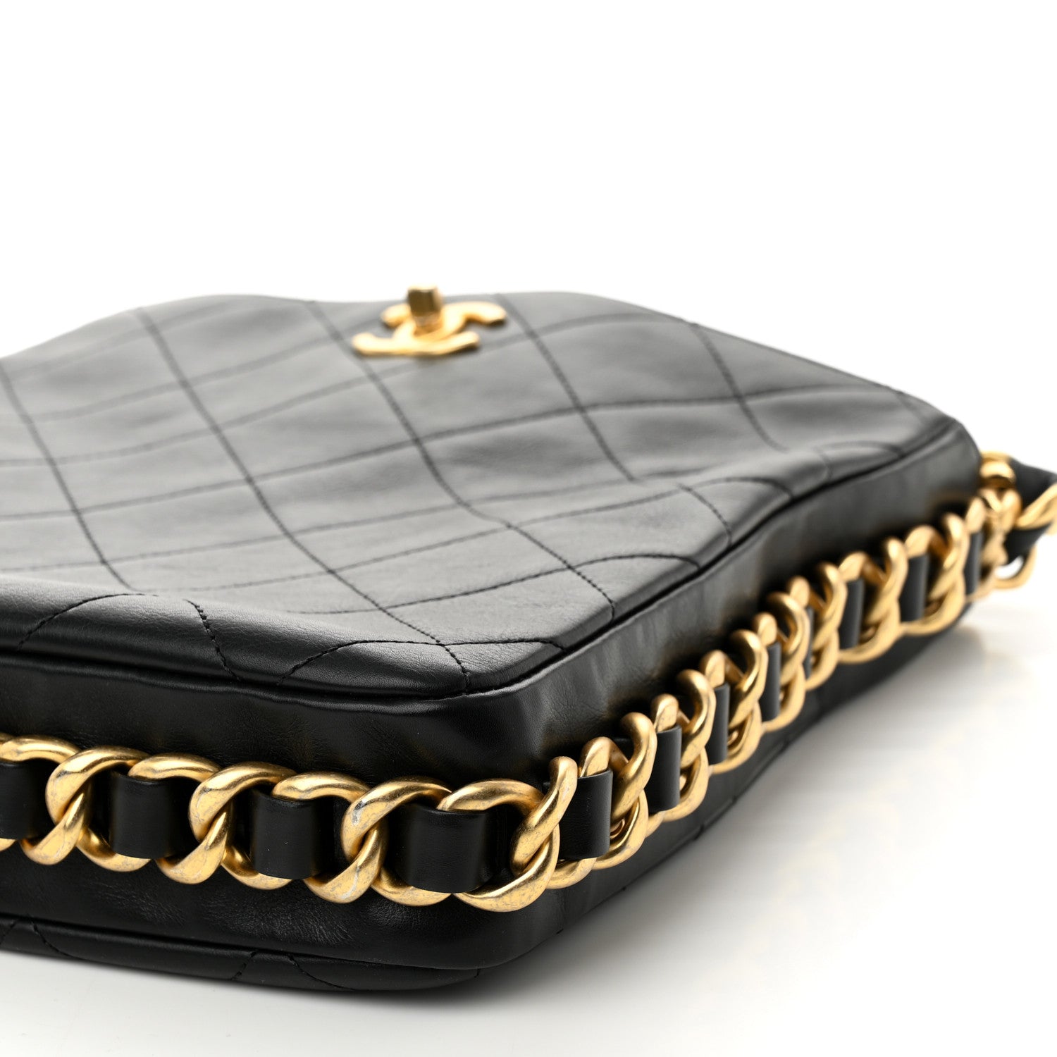 Chanel Calfskin Quilted Framing Chain Hobo Black 10 of 10