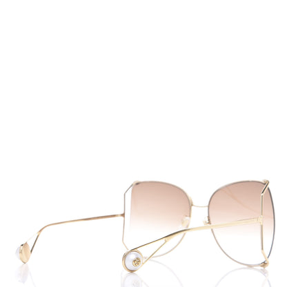Gucci Oversized Round Sunglasses GG0252S Gold Brown 4 of 8