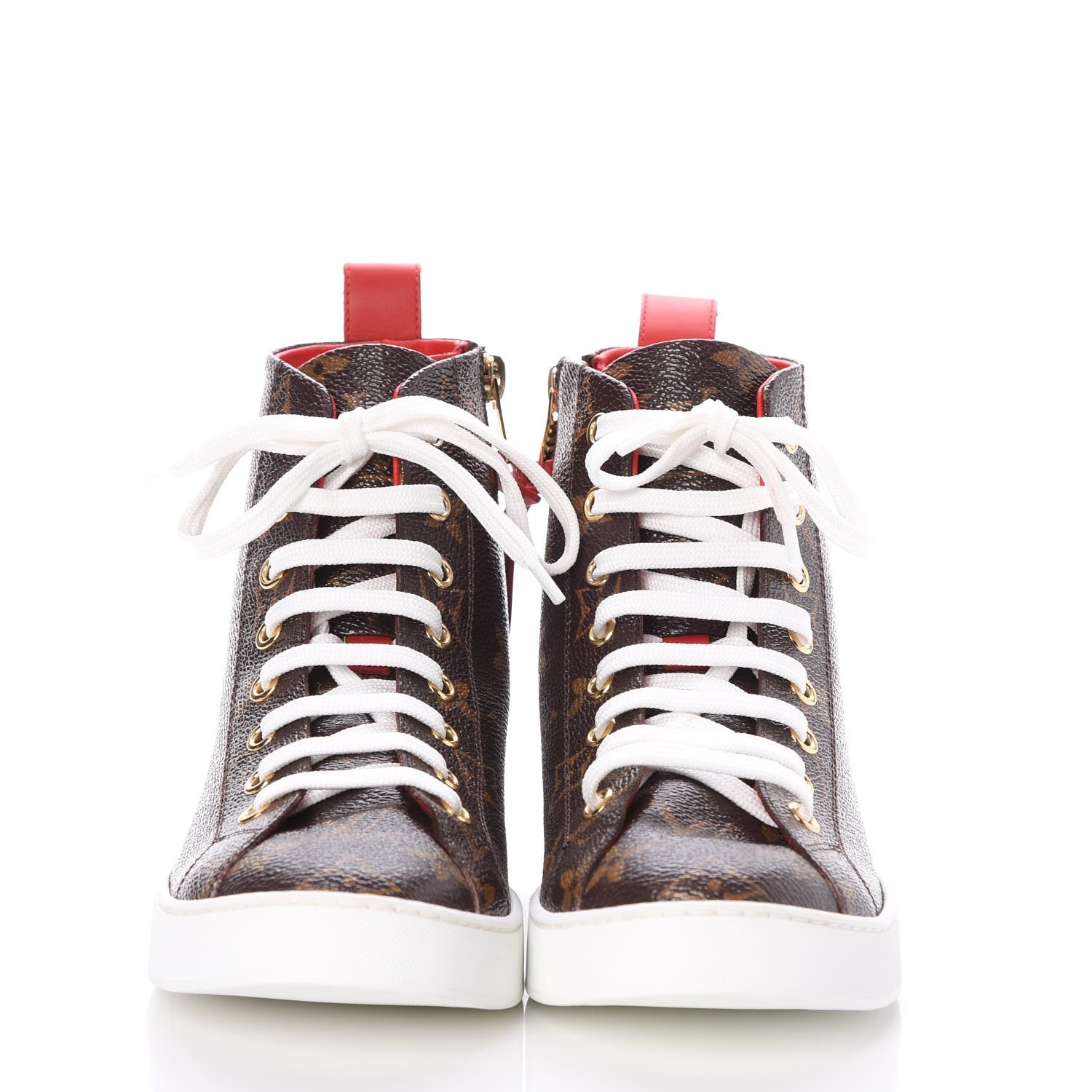 Louis Vuitton Calfskin Patent Monogram Stellar Sneaker Boots 35.5 Rouge 2 of 11